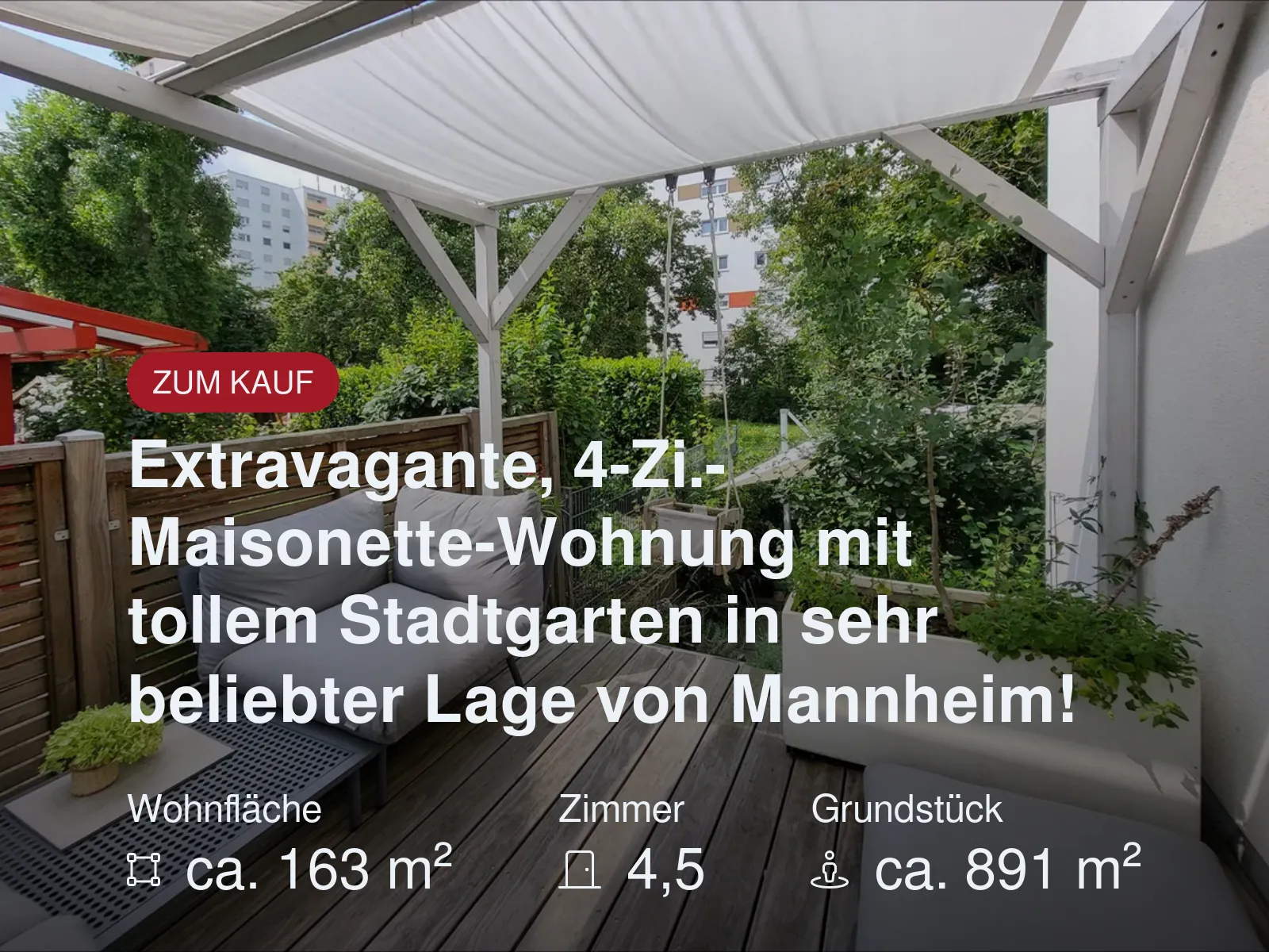 Neu im Angebot: Extravagante, 4-Zi.-Maisonette-Wohnung mit tollem Stadtgarten in sehr beliebter Lage von Mannheim!