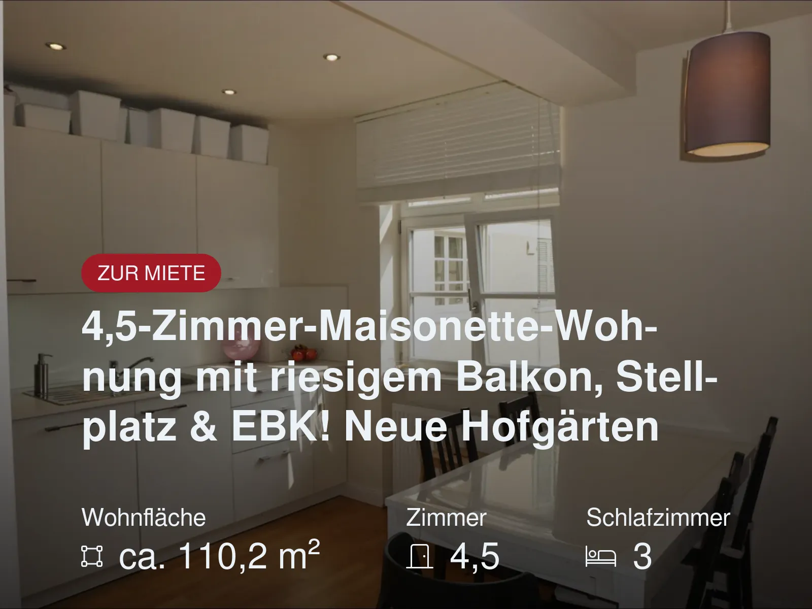 Neu im Angebot: 4,5-Zimmer-Maisonette-Wohnung mit riesigem Balkon, Stellplatz & EBK! Neue Hofgärten