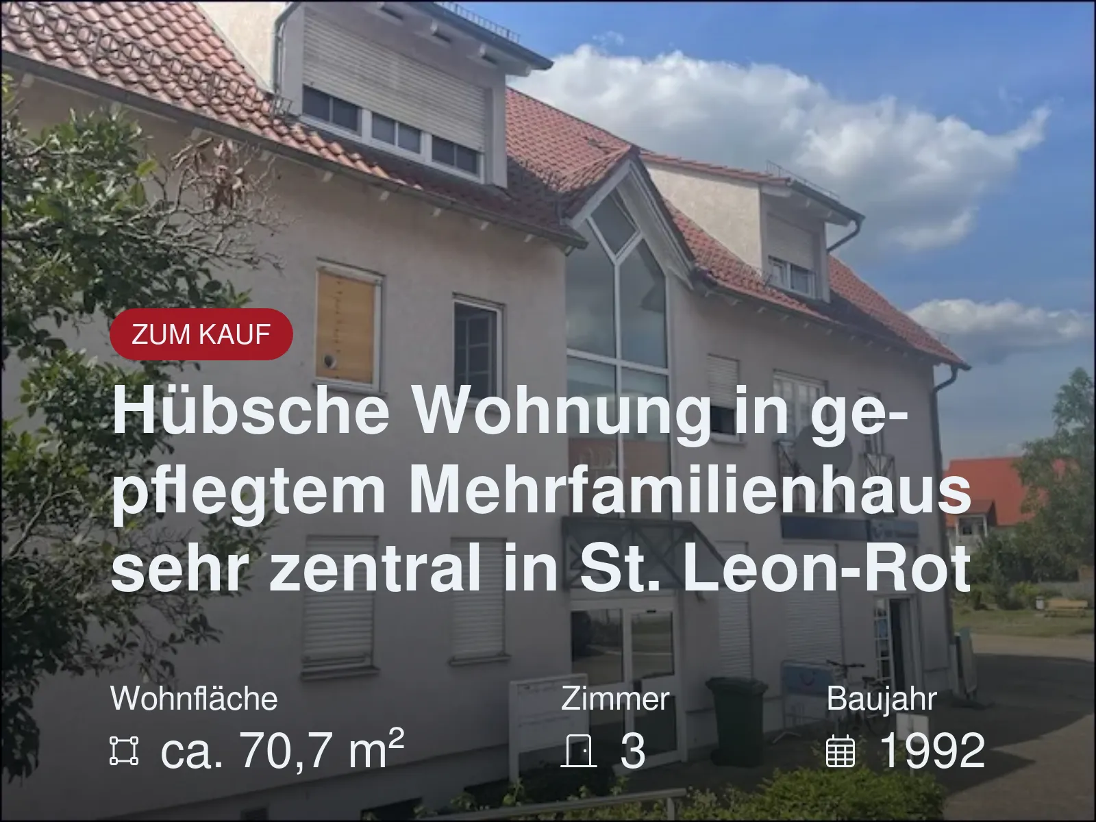 Neu im Angebot: Hübsche Wohnung in gepflegtem Mehrfamilienhaus sehr zentral in St. Leon-Rot