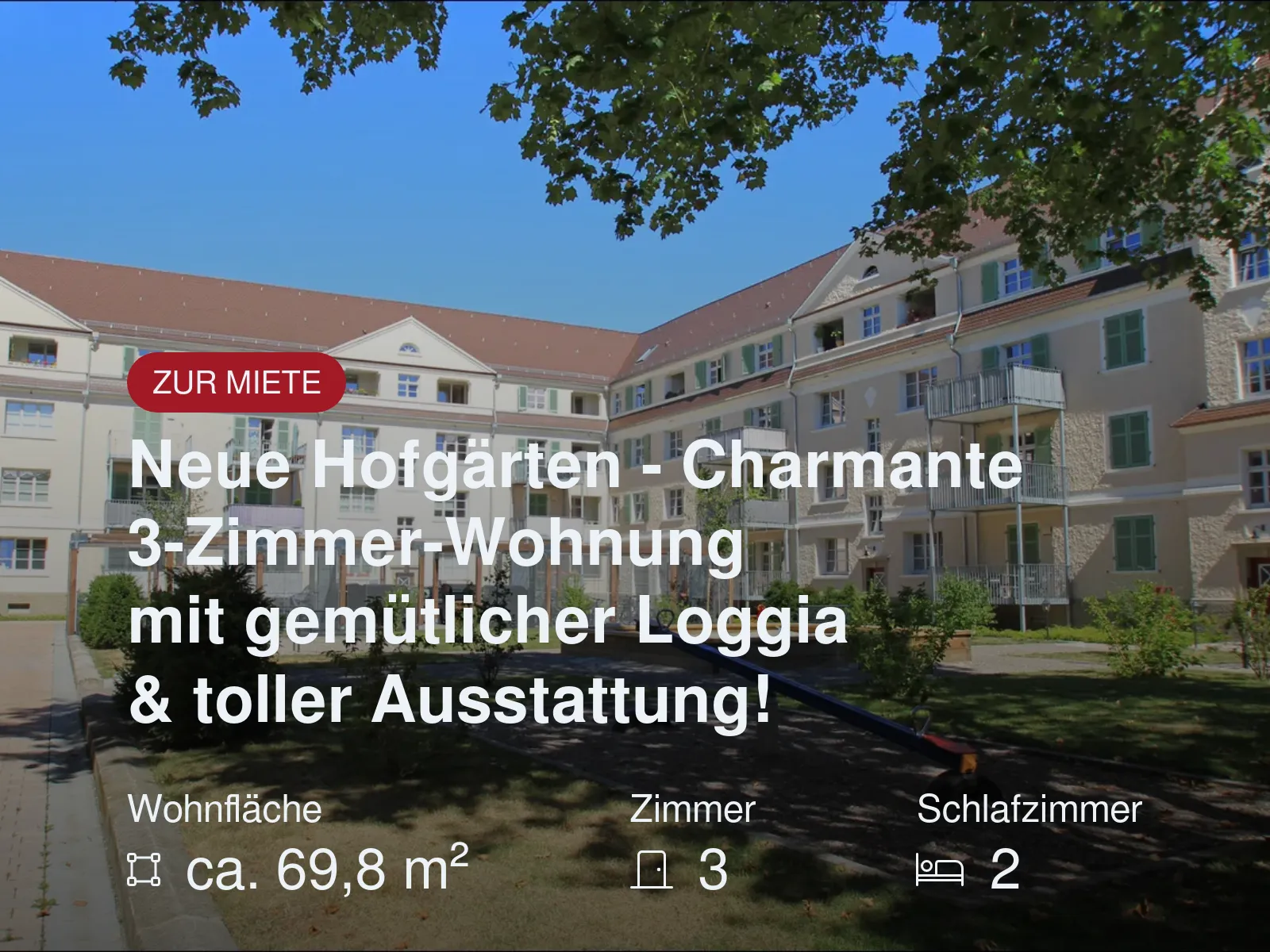 Neue Hofgärten – Charmante 3-Zimmer-Wohnung mit gemütlicher Loggia & toller Ausstattung!