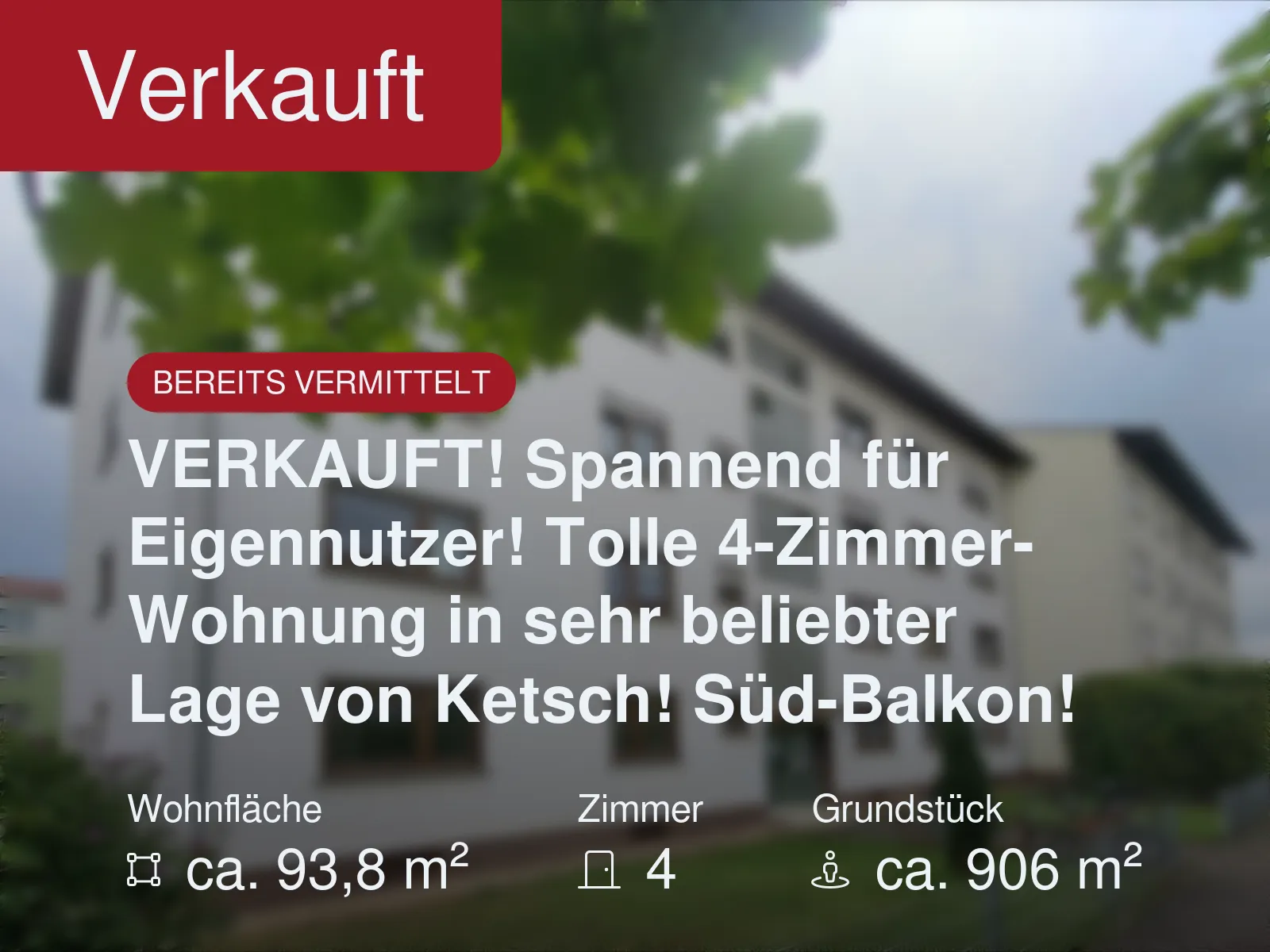 Nicht mehr verfügbar: VERKAUFT! Spannend für Eigennutzer! Tolle 4-Zimmer-Wohnung in sehr beliebter Lage von Ketsch! Süd-Balkon!