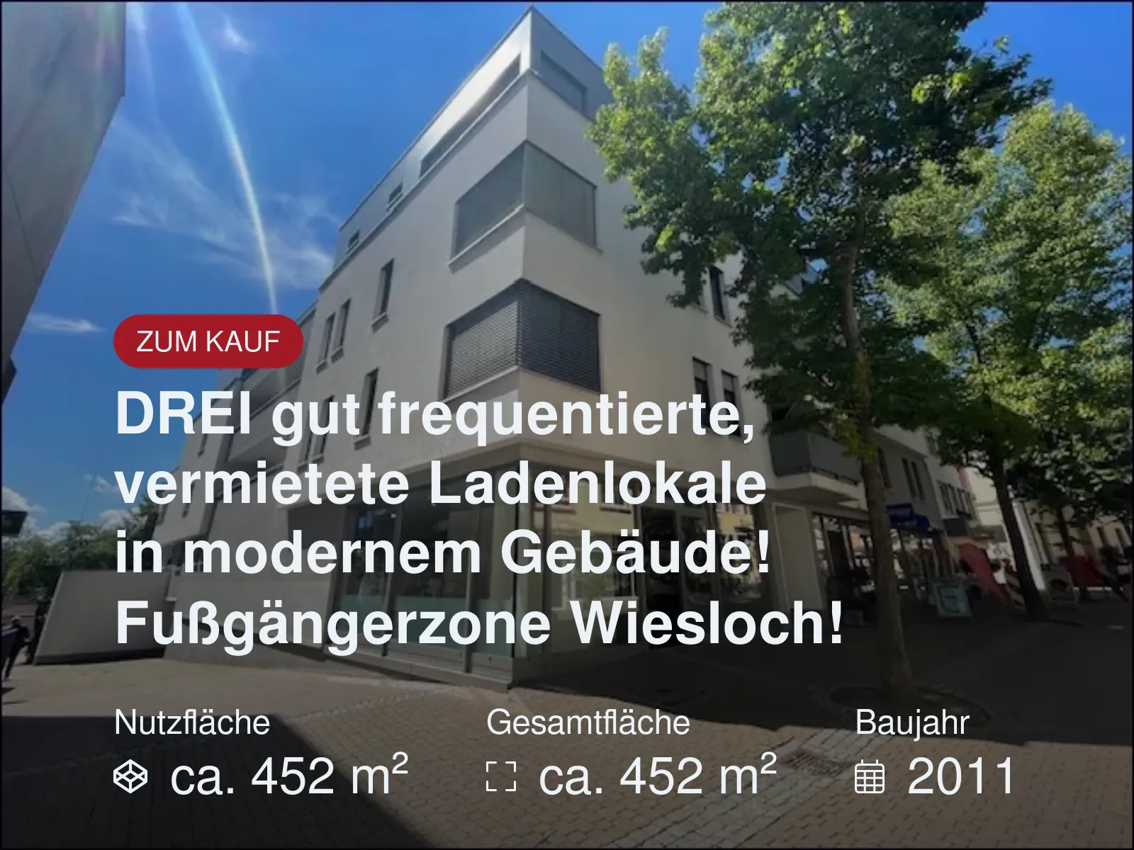 DREI gut frequentierte, vermietete Ladenlokale in modernem Gebäude! Fußgängerzone Wiesloch!