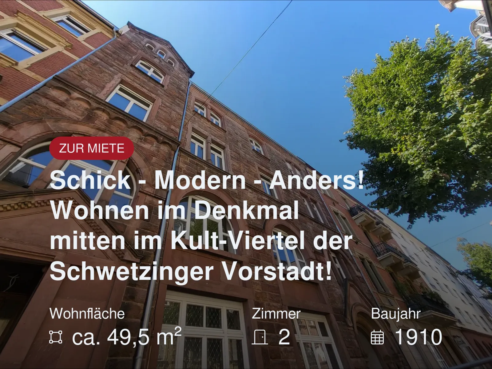 Schick – Modern – Anders! Wohnen im Denkmal mitten im Kult-Viertel der Schwetzinger Vorstadt!