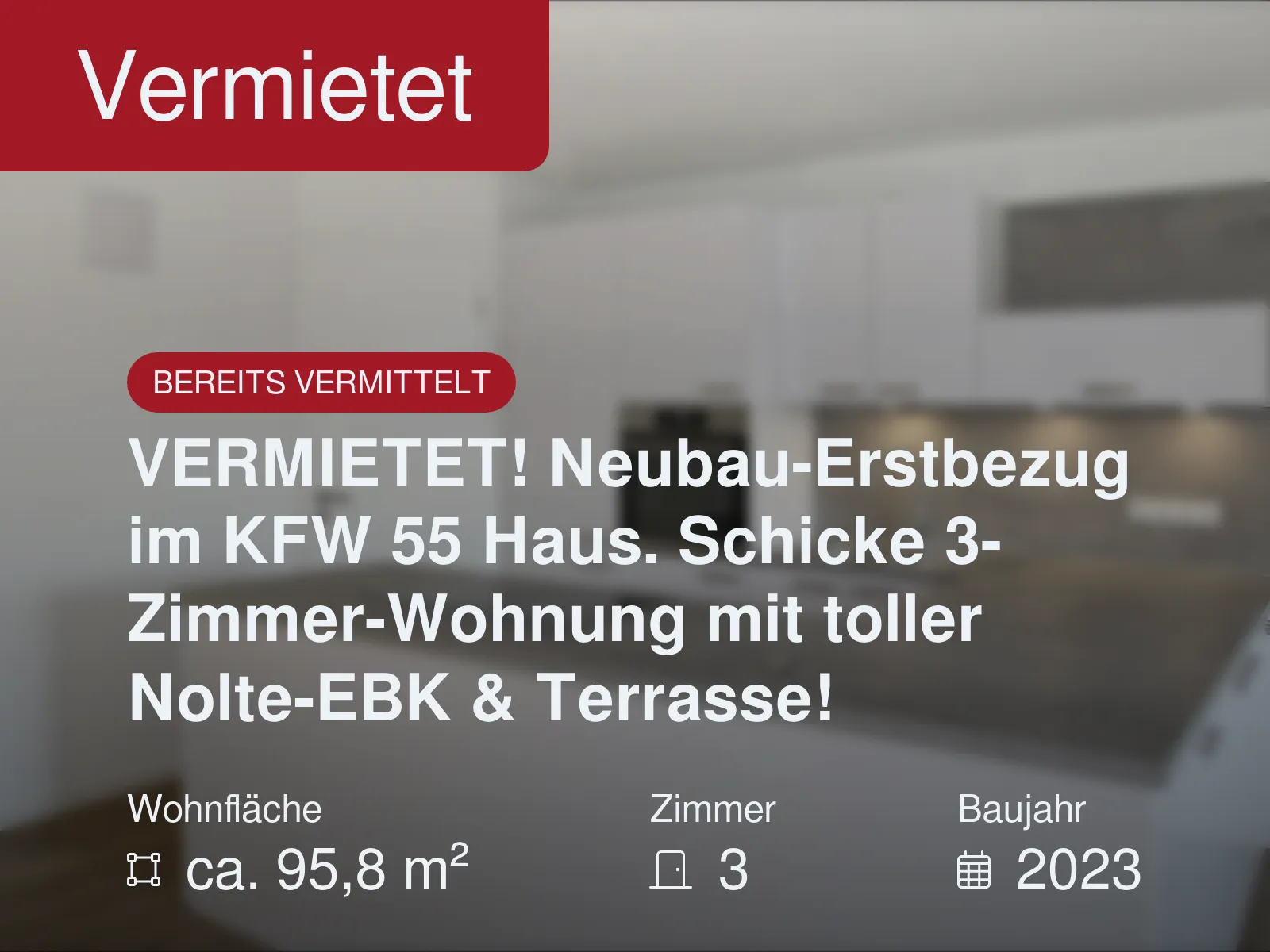 Nicht mehr verfügbar: VERMIETET! Neubau-Erstbezug im KFW 55 Haus. Schicke 3-Zimmer-Wohnung mit toller Nolte-EBK & Terrasse!