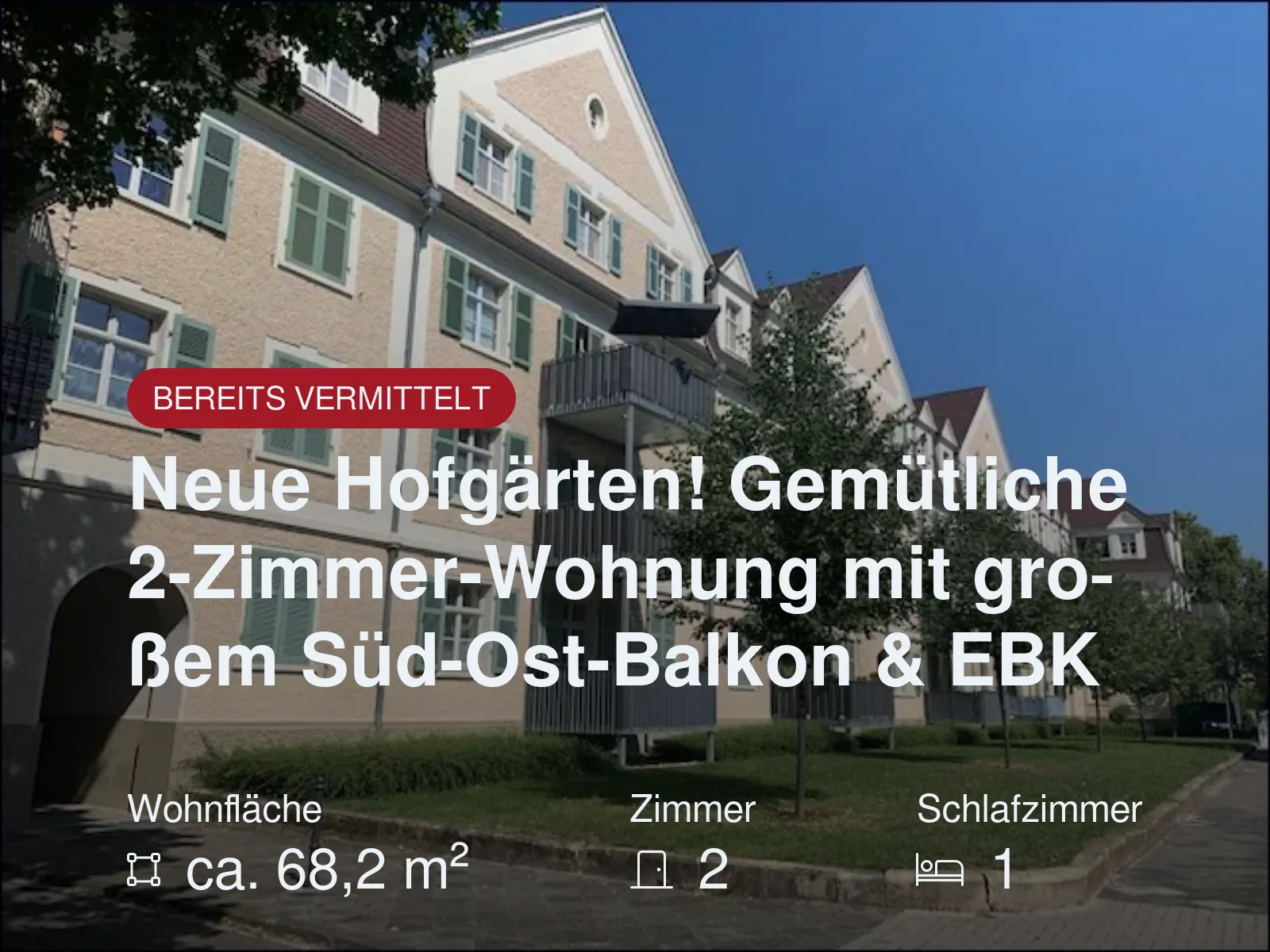 Nicht mehr verfügbar: Neue Hofgärten! Gemütliche 2-Zimmer-Wohnung mit großem Süd-Ost-Balkon & EBK